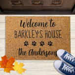 Dog Lover Welcome Personalised Pet Paw Prints Doormat<br><div class="desc">Introducing the perfect door mat for all dog lovers out there! This modern and stylish mat is the ideal way to welcome guests into your home with a touch of humour and cuteness. The faux coir material is both durable and environmentally friendly, while the paw prints and the playful phrase...</div>