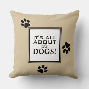 Dog Lover Whimsical Paw Print Quote Cushion