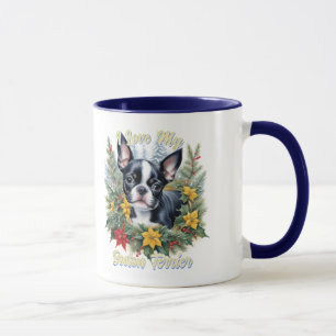 Dog Lovers Adorable Boston Terrier Winter Theme Mug