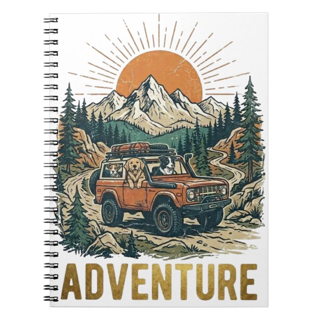 Dog Lovers Adventure Truck Retro Mountain  Notebook (Front)