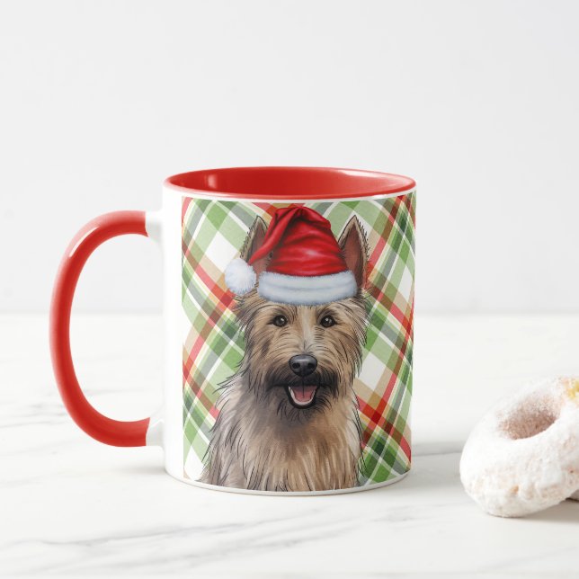 Dog Lover's Berger Picard Holiday Plaid Mug (With Donut)