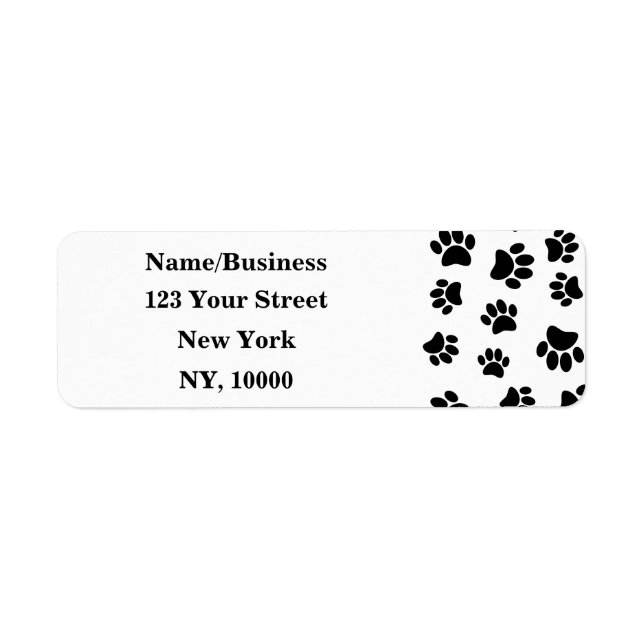 Dog Lovers Black Paw Prints Return Address Label (Front)
