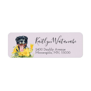 Dog Lovers Black Pit Bull Terrier Return Address Return Address Label