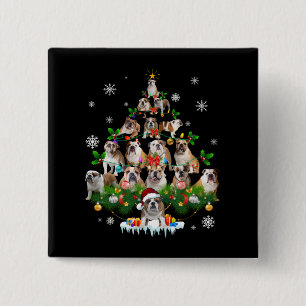 Dog Lovers   Bulldog Christmas Tree Ornaments 15 Cm Square Badge