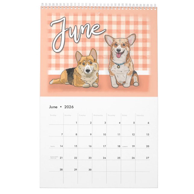 Dog Lovers Calendar 2026 | Hand Drawn Ilustrations (Jun 2026)