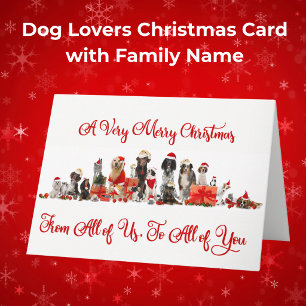 Dog Lovers Christmas Card, Family Name Holiday Card