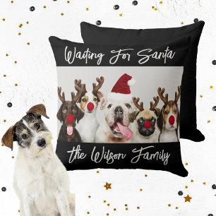 Dog Lovers Christmas Pillow with Family Name