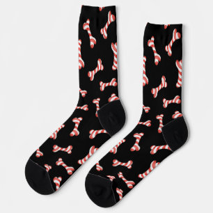 Dog Lovers Christmas Red and White Striped Bones Socks