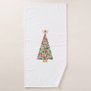 Dog Lovers Cute and Funny Dog Paws Prints Tree Chr Bath Towel