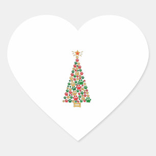 Dog Lovers Cute and Funny Dog Paws Prints Tree Chr Heart Sticker