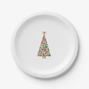 Dog Lovers Cute and Funny Dog Paws Prints Tree Chr Paper Plate