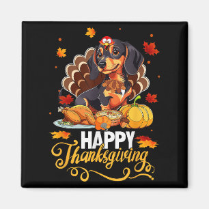 Dog Lovers Cute Dachshund Turkey Happy Thanksgivin Magnet