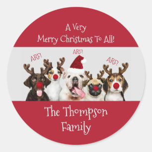 Dog Lovers, Family Name, Classic Round Sticker