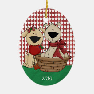 Dog Lovers First Christmas Together Personalised Ceramic Tree Decoration