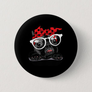 Dog Lovers French Bulldog Portrait In A Headband 6 Cm Round Badge