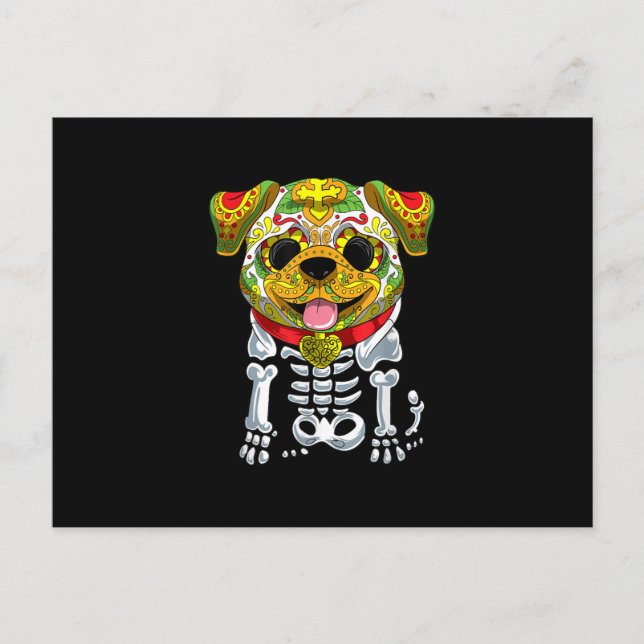 Dog Lovers |  Funny Halloween With Bulldog Skull Holiday Postcard (Front)