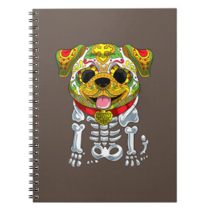 Dog Lovers    Funny Halloween With Bulldog Skull Notebook