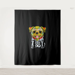Dog Lovers Funny Halloween With Bulldog Skull Tapestry