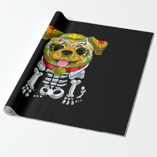 Dog Lovers Funny Halloween With Bulldog Skull Wrapping Paper
