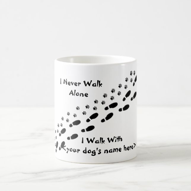 Dog Lover's I Never Walk Alone Pawprint Mug (Center)