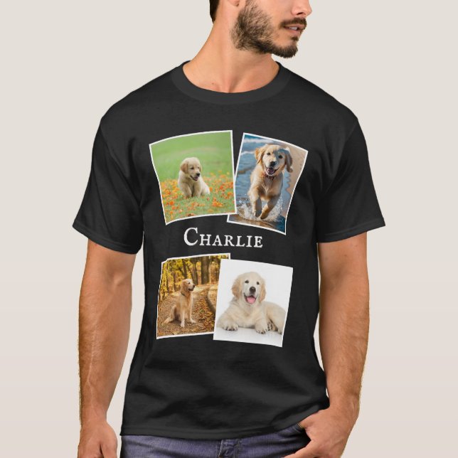 Dog Lover's Multi Photo Pet Collage Custom T-Shirt (Front)