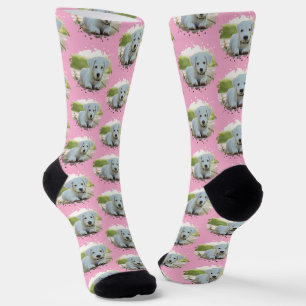 Dog Lovers Personalised Photo Pattern Pink Socks