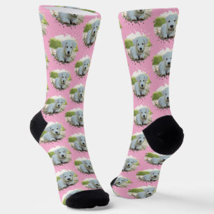 Dog Lovers Personalized Photo Pattern Pink Socks