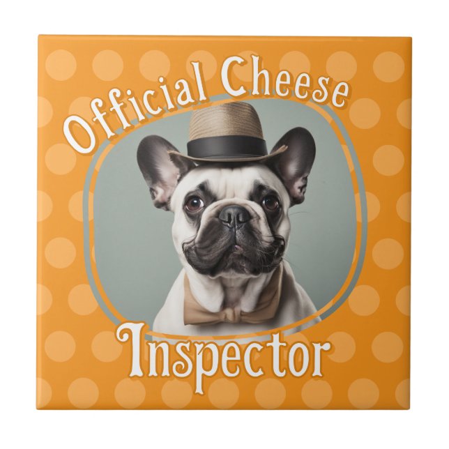 Dog Lovers Photo Cheese Inspector Ceramic Tile (Front)