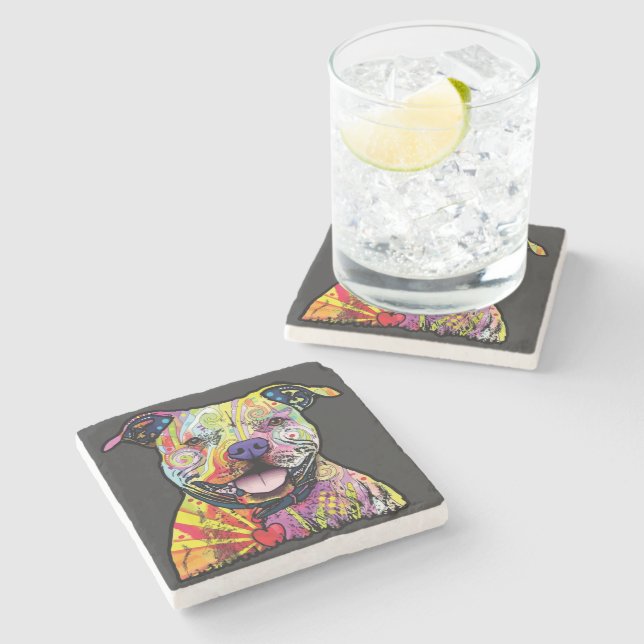 Dog lovers v01 stone coaster (Side)
