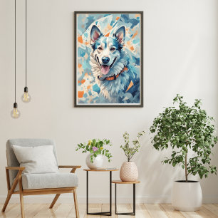 Dog Lovers Wall Art/ blue tone [3/3]  Poster