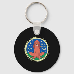 Dog Lovers Yoga Pose Sit Breathe Eat Key Ring