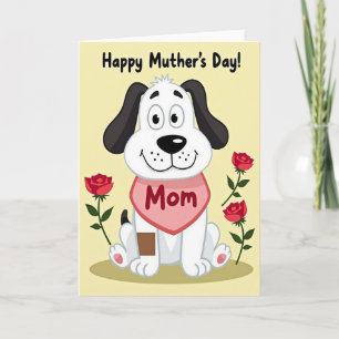 Dog Loves Mother Floral Day Card