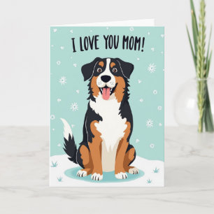 Dog Loves You Mom Illustration Card
