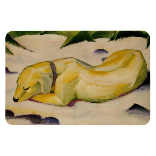 Dog Lying in the Snow (by Franz Marc) Magnet (Horizontal)