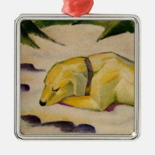 Dog Lying in the Snow (by Franz Marc) Metal Ornament