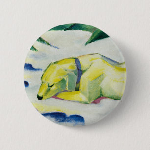 Dog Lying in the Snow painting by Franz Marc 6 Cm Round Badge