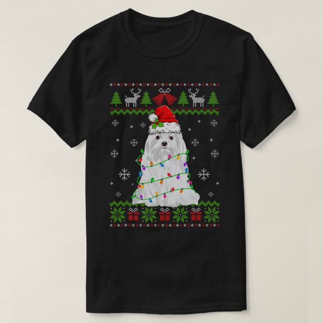 Dog Maltese Christmas Ugly Sweater Dog Lover (Design Front)