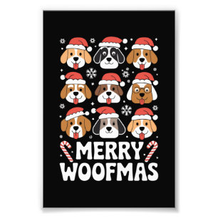 Dog Mama Christmas Merry Woofmas Dog Lover  Photo Print