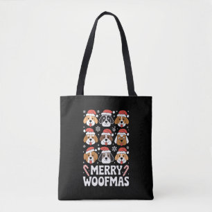 Dog Mama Christmas Merry Woofmas Dog Lover Tote Bag