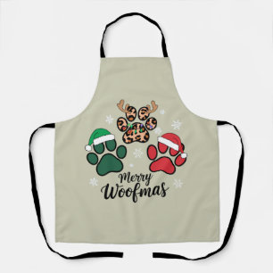 Dog Mama Christmas Merry Woofmas Dog Lover Xmas Apron