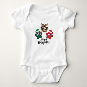 Dog Mama Christmas Merry Woofmas Dog Lover Xmas Baby Bodysuit