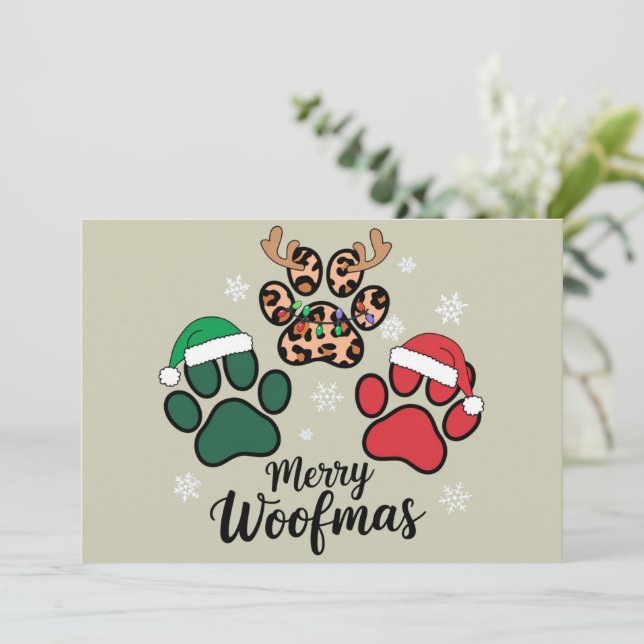 Dog Mama Christmas Merry Woofmas Dog Lover Xmas Holiday Card (Standing Front)