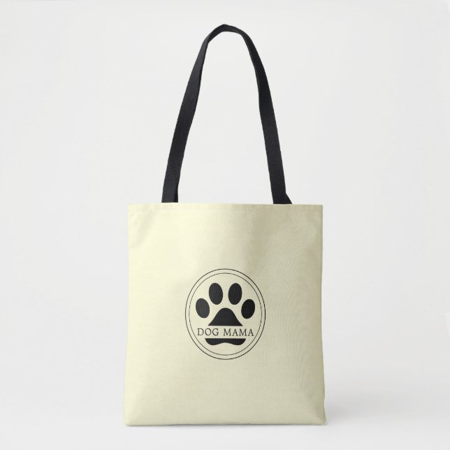 Dog Mama Custom Text Paw Print Medium Tote Bag (Front)