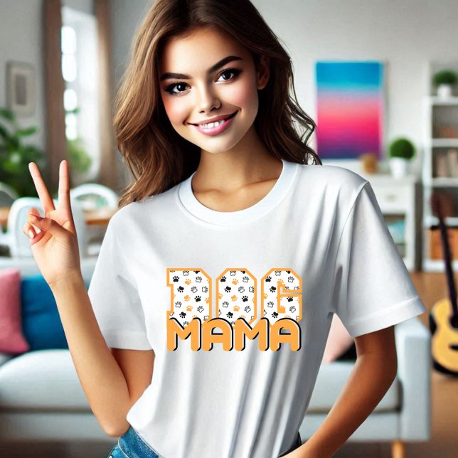 Dog Mama Paw Pattern Tri-Blend Shirt (DOG MAMA)