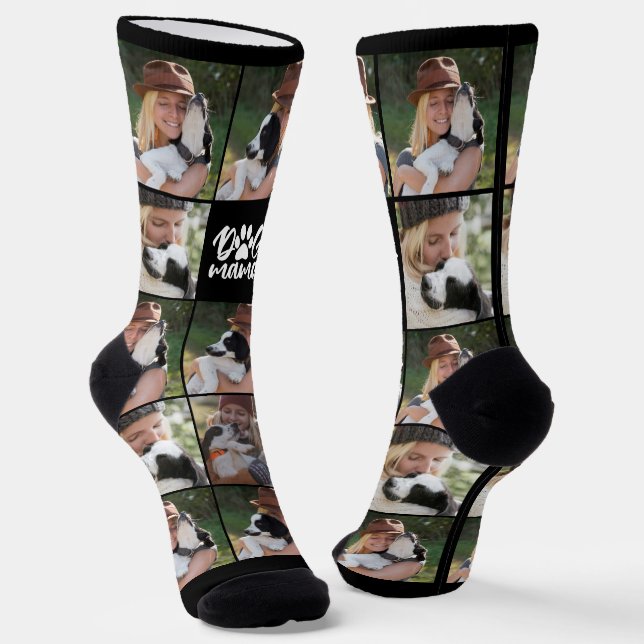 Dog Mama Paw Print Photo Novelty Socks (Angled)