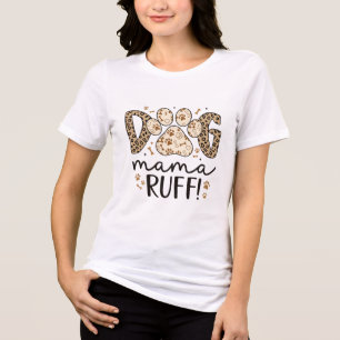 Dog Mama RUFF! Leopard‑Print Paw Tri-Blend Shirt
