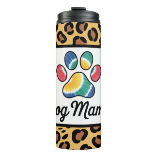 Dog Mama Tie-Dye Paw Print Leopard Pattern Design Thermal Tumbler