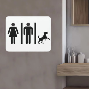 Dog Man Woman Funny Restroom home Bathroom Door Sign