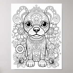 Dog Mandala Adult Colouring Poster