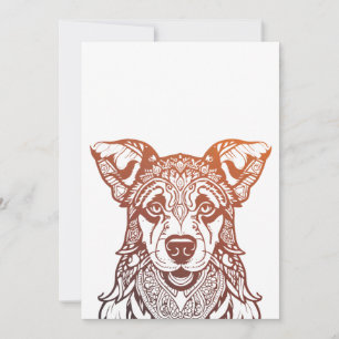 Dog Mandala Ornamental, Hand Drawn Dog Mandala Holiday Card